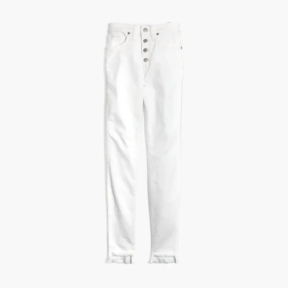 Madewell 10” High Rise Skinny Jeans Step Hem Pure White sz 36 Tall